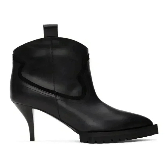 Sacai Black Leather Cowboy Booties - Picture 1 of 10